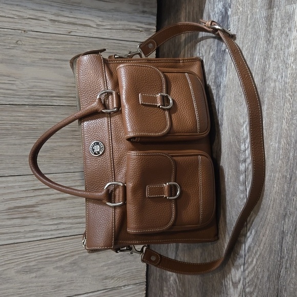 Vintage Dooney and Bourke Chestnut Double Pocket Satchel/Tote - Picture 3 of 11